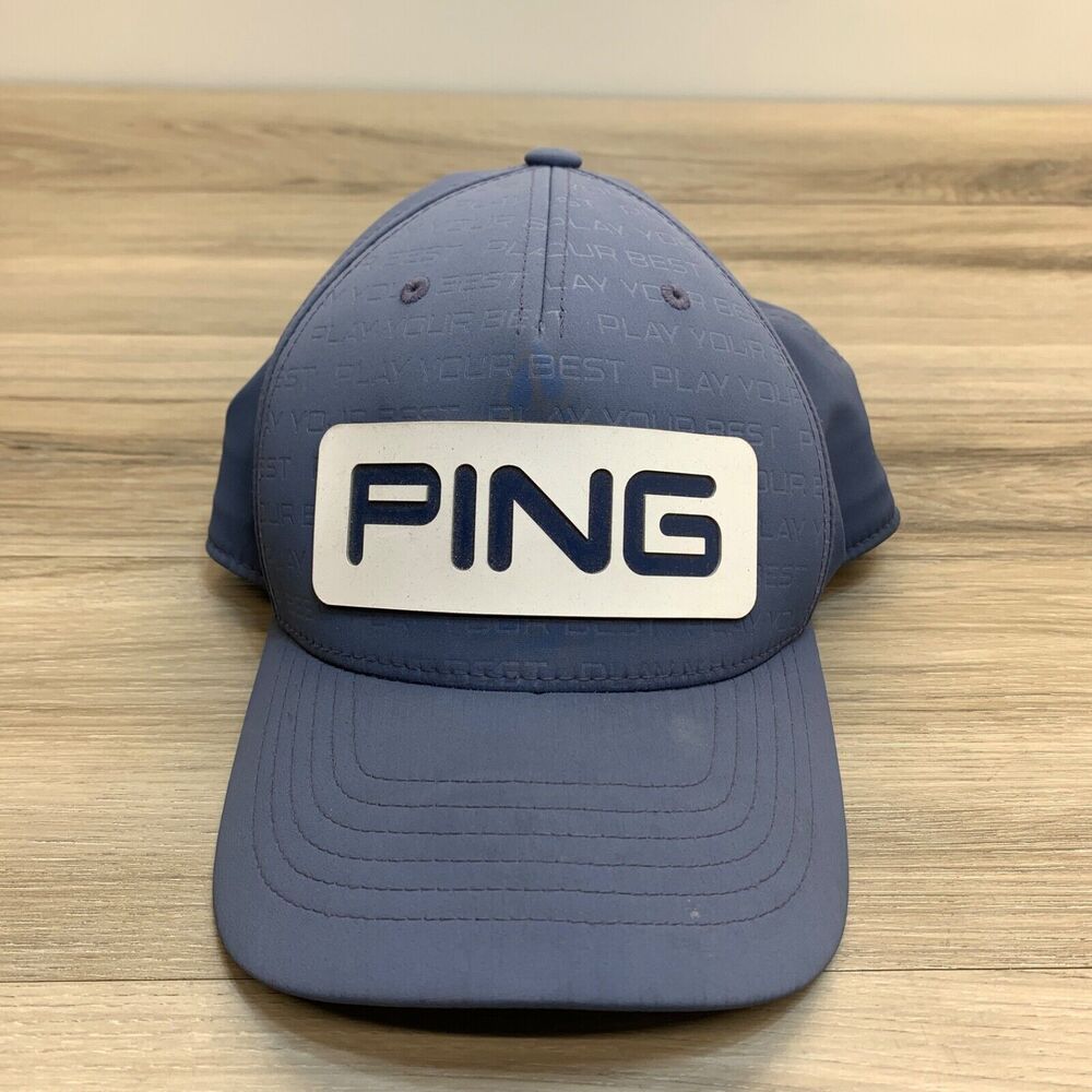 Ping Golf Hat Cap‎ Mens Blue Adjustable SnapBack Flexfit Tech 110 Logo Casual